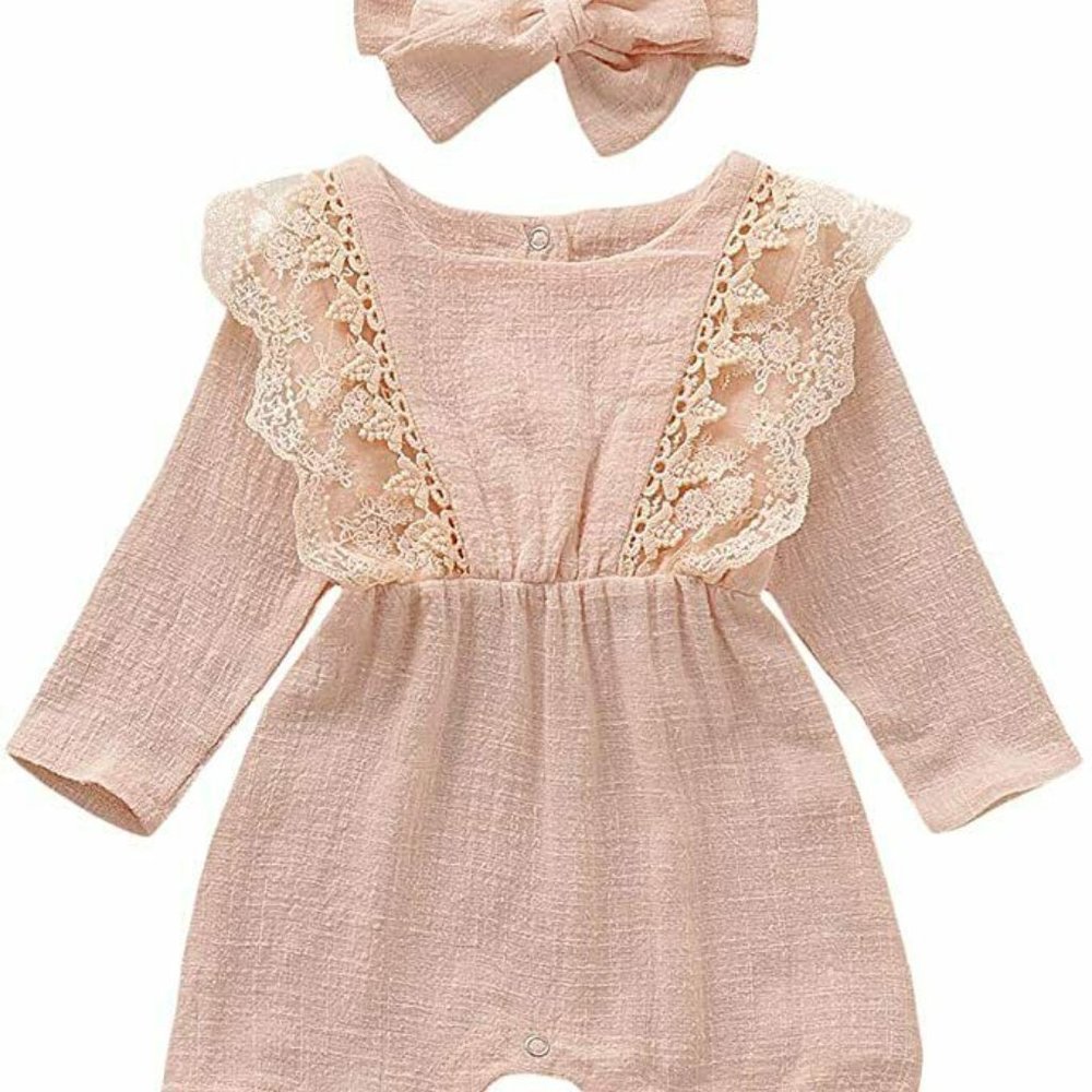 YOUNGER TREE Baby Girl Ruffle Romper Bowknot Dress